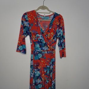 Red Floral Draped Maxi Dress Maternity Nursing